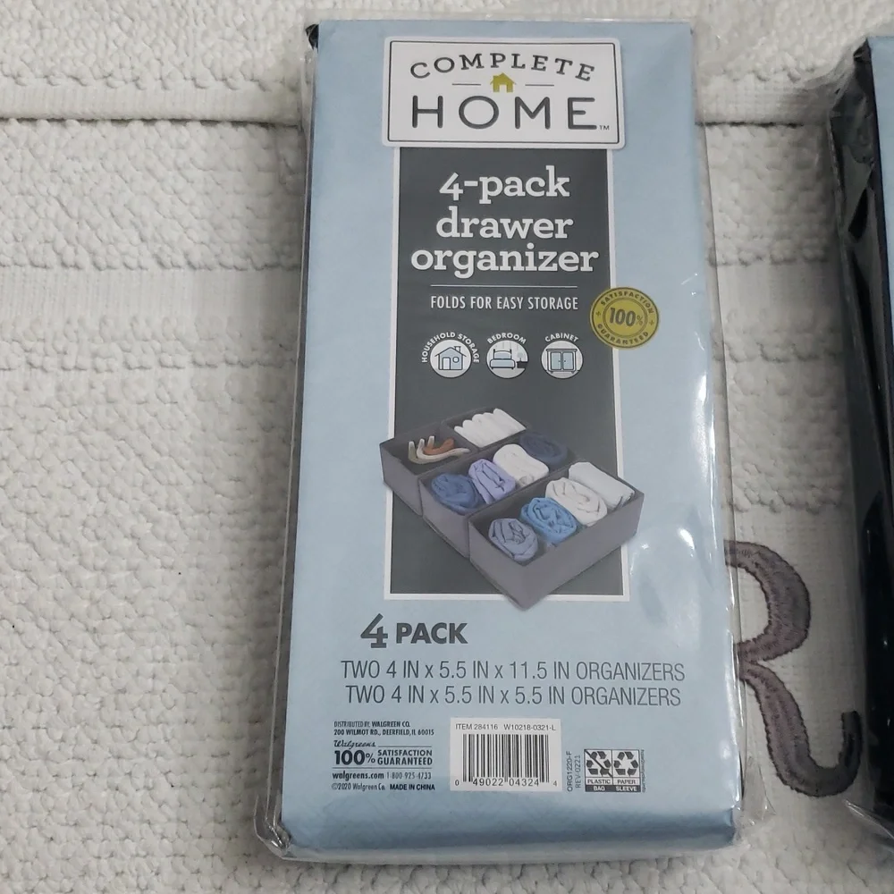 COMPLETE HOME 4-Pack Drawer Organizer Set of 2 Gray